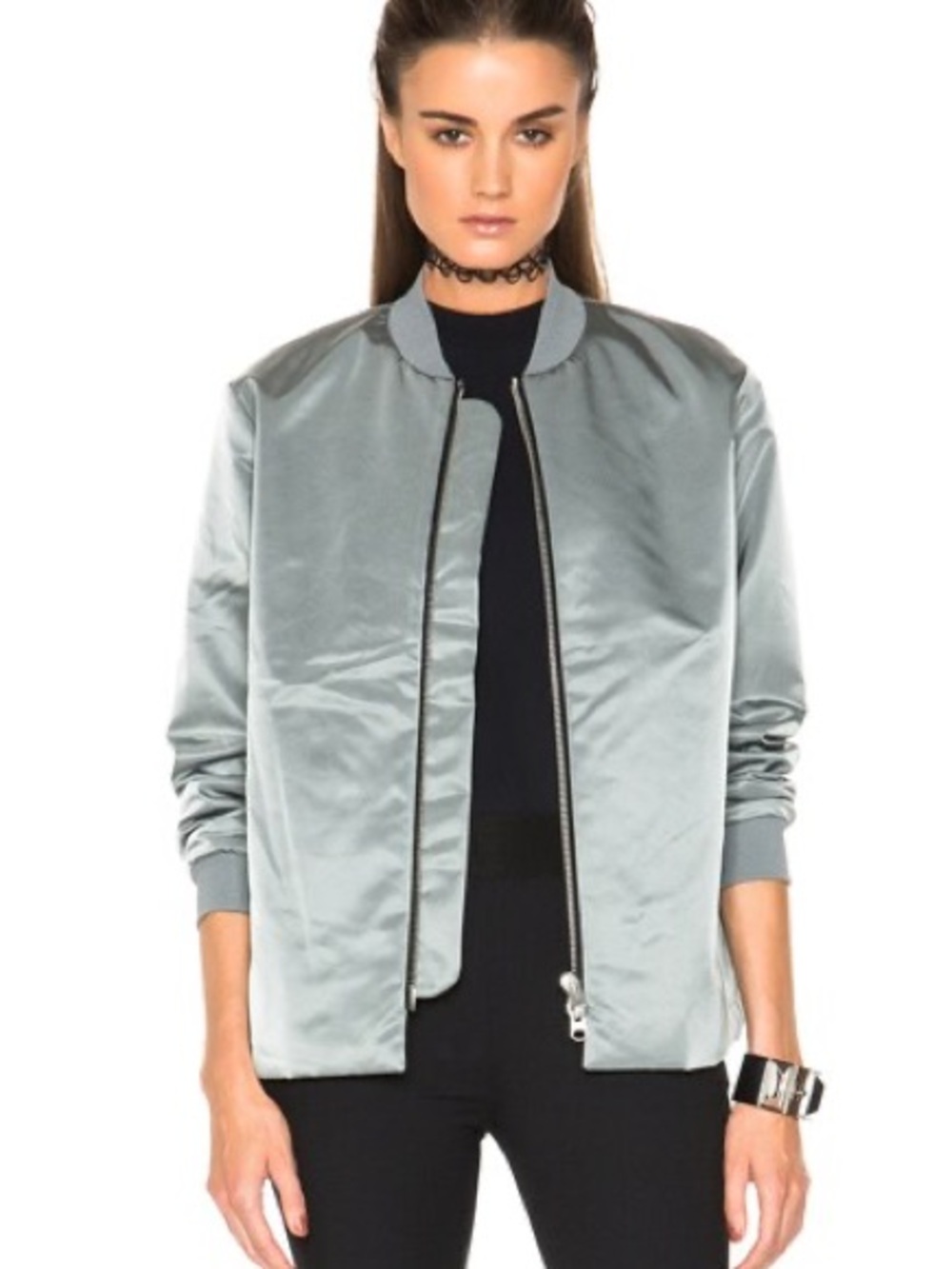 Acne Studio Fuel Tech Bomber Jacket in Silver Gray - Women's Lightweight Coat